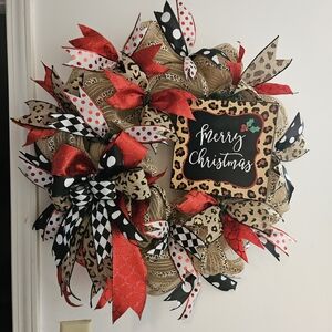 Festive Red and Gold Christmas Wreath